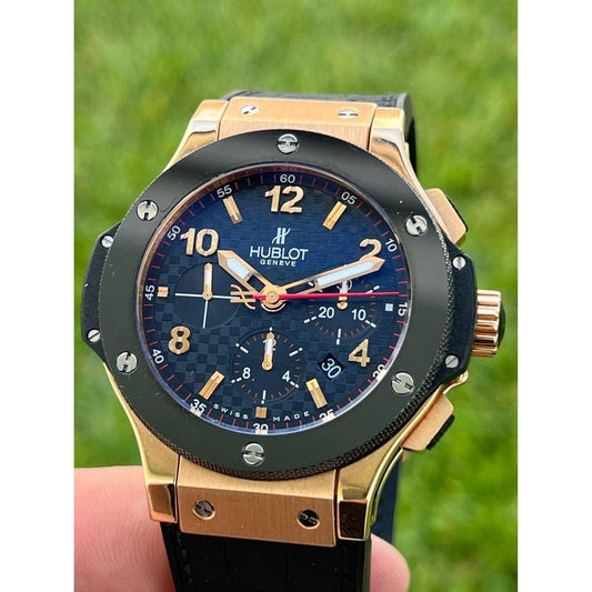 Hublot Watches Hublot Big Bang Gold Ceramic Bezel 44mm Carbon Dial Chronograph 301.PB.131.RX
