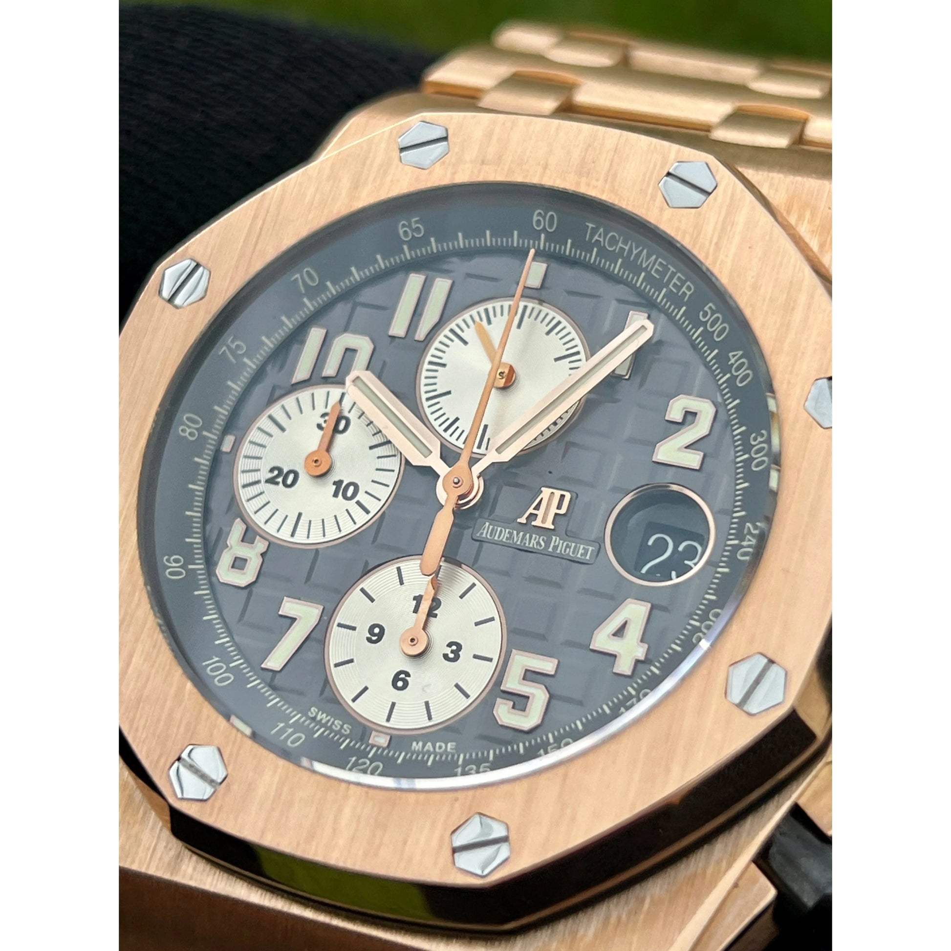 Audemars Piguet Watches Audemars Piguet Royal Oak Offshore “Brick” Rose Gold Ruthenium Dial 2017 Box and Papers 264700R.00.1000OR.02