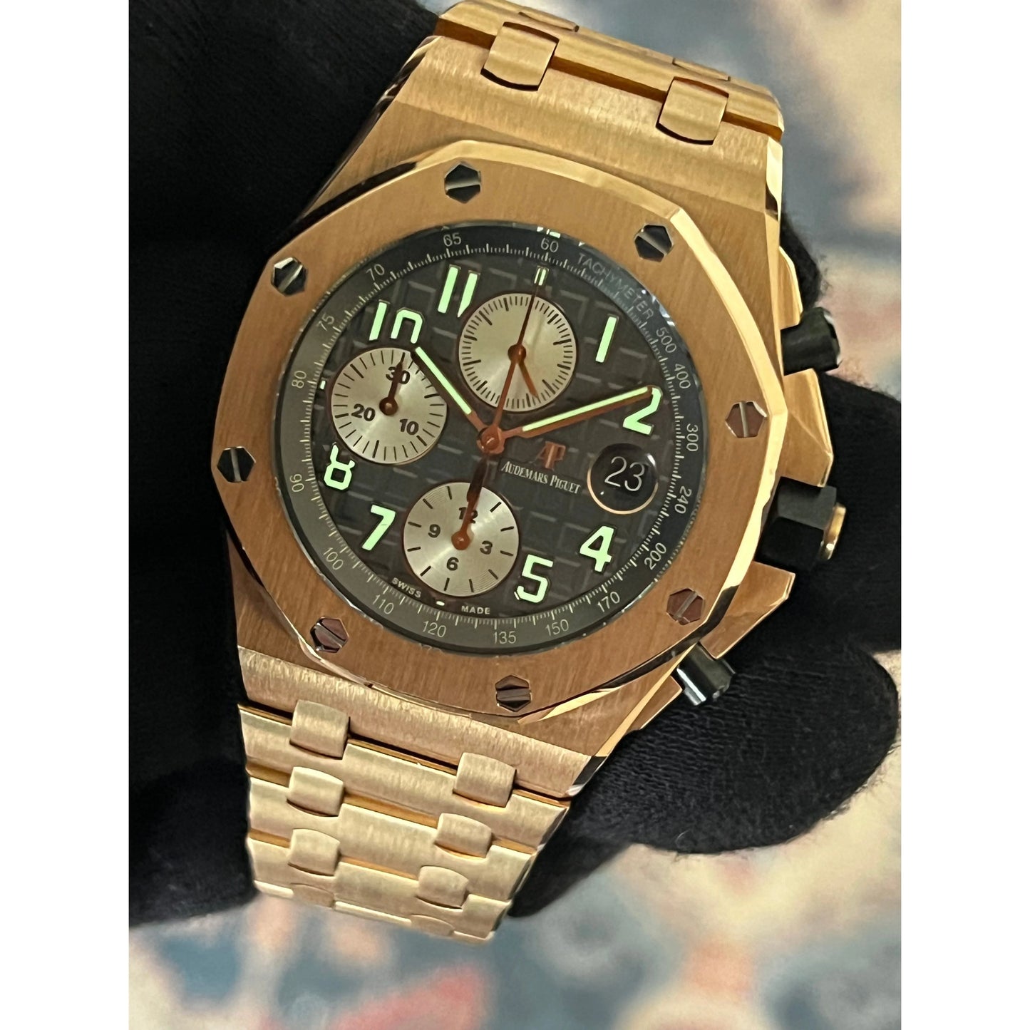 Audemars Piguet Watches Audemars Piguet Royal Oak Offshore “Brick” Rose Gold Ruthenium Dial 2017 Box and Papers 264700R.00.1000OR.02