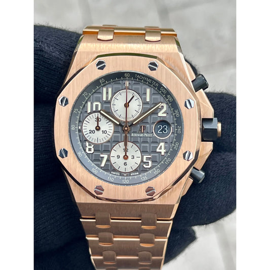 Audemars Piguet Watches Audemars Piguet Royal Oak Offshore “Brick” Rose Gold Ruthenium Dial 2017 Box and Papers 264700R.00.1000OR.02