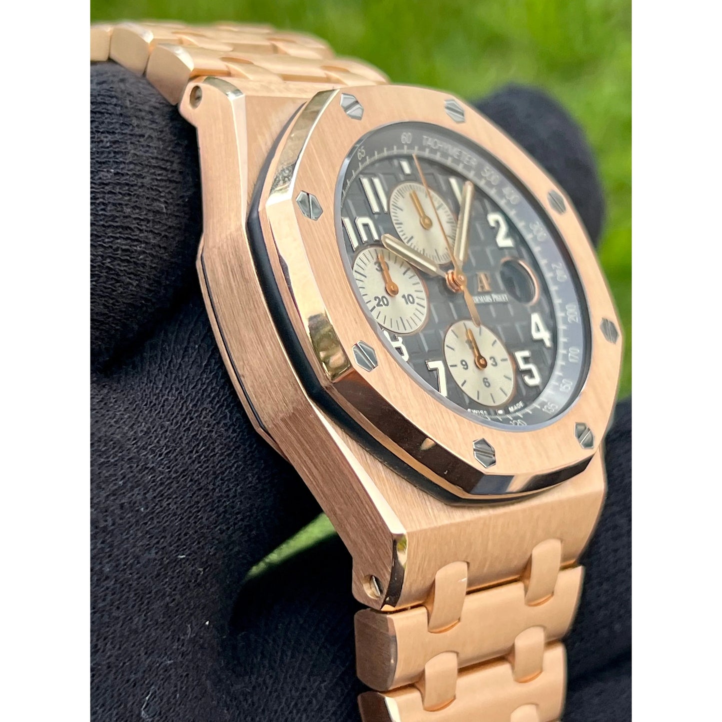 Audemars Piguet Watches Audemars Piguet Royal Oak Offshore “Brick” Rose Gold Ruthenium Dial 2017 Box and Papers 264700R.00.1000OR.02