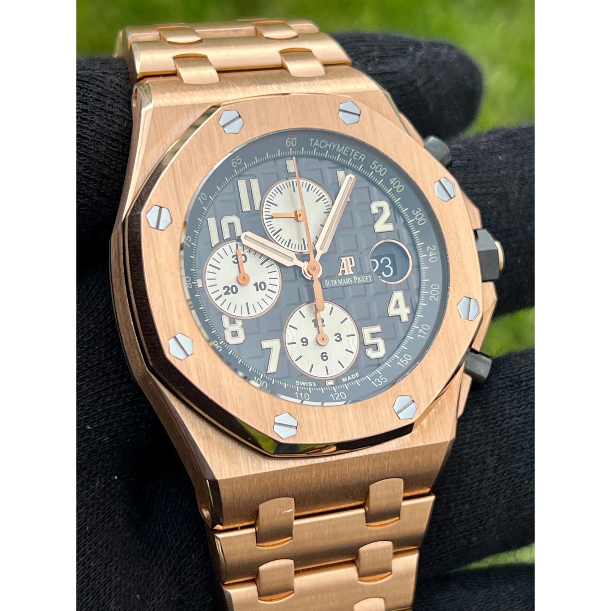 Audemars Piguet Watches Audemars Piguet Royal Oak Offshore “Brick” Rose Gold Ruthenium Dial 2017 Box and Papers 264700R.00.1000OR.02