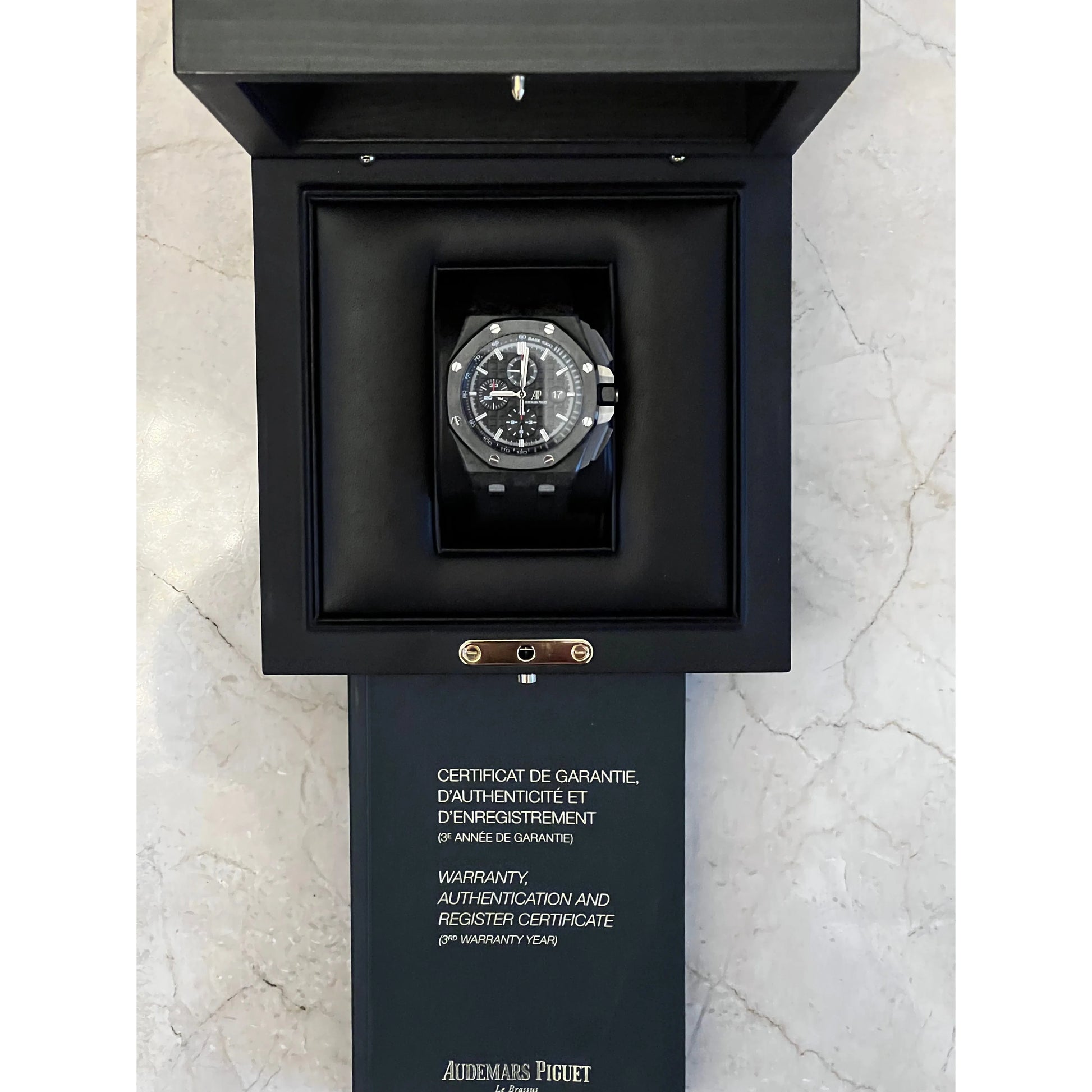 Audemars Piguet Watches Royal Oak Offshore 44mm Carbon Case Ceramic Bezel Box and Papers 26400AU.OO.A002CA.01