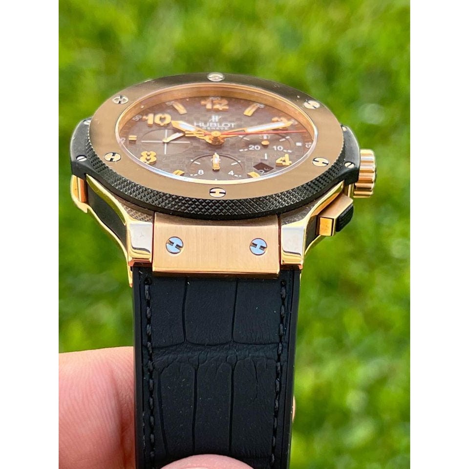 Hublot Watches Hublot Big Bang Gold Ceramic Bezel 44mm Carbon Dial Chronograph  301.PB.131.RX