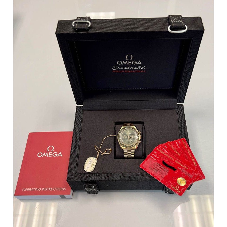 Omega Watches New Omega Speedmaster Professional Moonwatch Moonshine Gold Green Dial 310.60.42.50.10.001