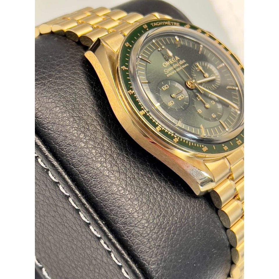 Omega Watches New Omega Speedmaster Professional Moonwatch Moonshine Gold Green Dial 310.60.42.50.10.001