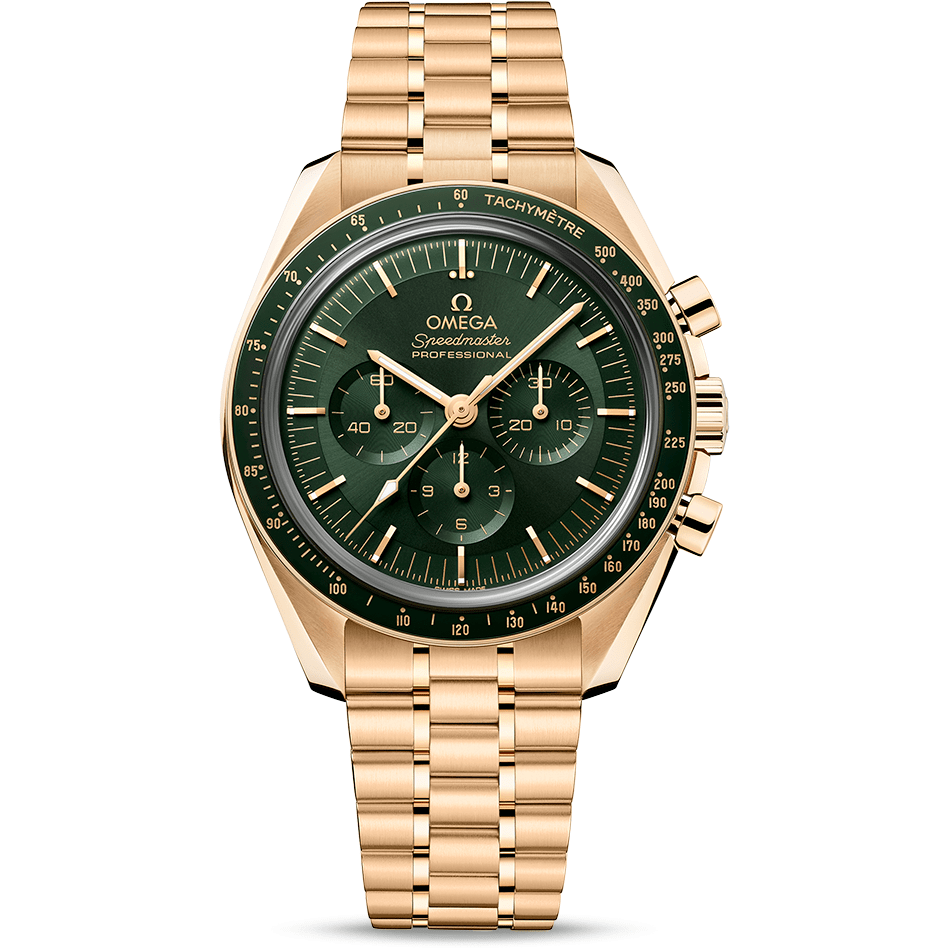 Omega Watches New Omega Speedmaster Professional Moonwatch Moonshine Gold Green Dial 310.60.42.50.10.001